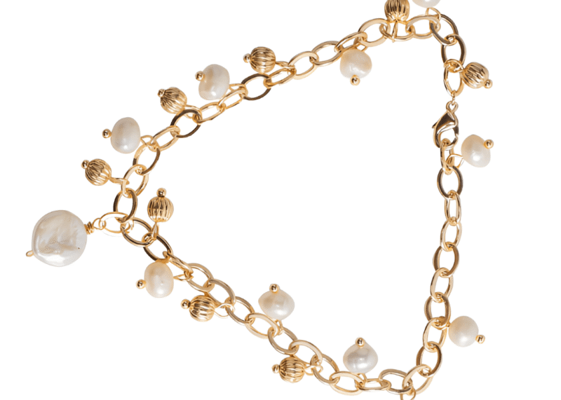 Chokore Link Chain Bracelet with White Freshwater Pearl - Image 2