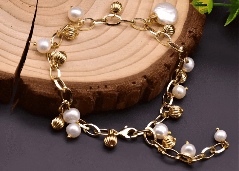 Chokore Link Chain Bracelet with White Freshwater Pearl - Image 3