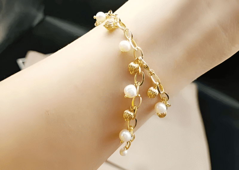 Chokore Link Chain Bracelet with White Freshwater Pearl - Image 4